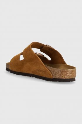 Birkenstock papuci din piele Arizona culoarea maro, 1027082