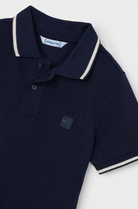 Mayoral tricou polo copii culoarea albastru marin, neted