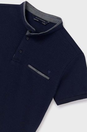 Mayoral tricou polo copii culoarea albastru marin, neted