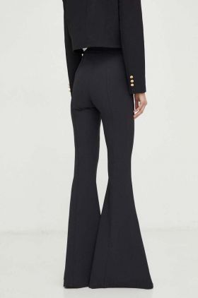 Elisabetta Franchi pantaloni femei, culoarea negru, evazati, high waist