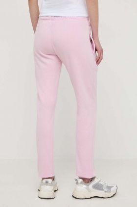 PLEIN SPORT pantaloni de trening din bumbac culoarea roz, neted