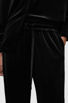 AllSaints pantaloni Tyler femei, culoarea negru, lat, high waist