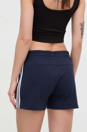 adidas pantaloni scurți femei, culoarea bleumarin, cu imprimeu, high waist  HM9289