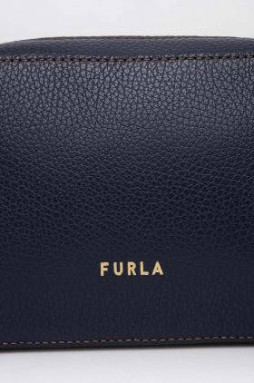 Furla poseta de piele culoarea albastru marin