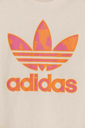 adidas Originals tricou de bumbac pentru copii culoarea bej