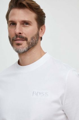 BOSS tricou din bumbac bărbați, culoarea alb, uni 50504557