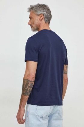 Armani Exchange tricou din bumbac barbati, culoarea albastru marin, cu imprimeu