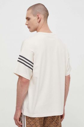 adidas Originals tricou din bumbac bărbați, culoarea bej, cu imprimeu  IV5354