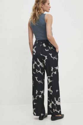 Answear Lab pantaloni femei, culoarea albastru marin, lat, high waist