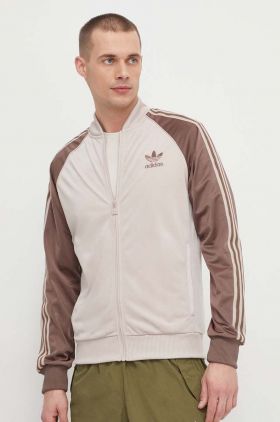 adidas Originals bluză bărbați, culoarea bej, cu imprimeu IS3322