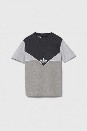 adidas Originals tricou de bumbac pentru copii culoarea gri, modelator