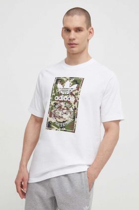 adidas Originals tricou din bumbac bărbați, culoarea alb, cu imprimeu IS0246