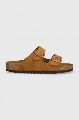 Birkenstock papuci din piele Arizona culoarea maro, 1027082