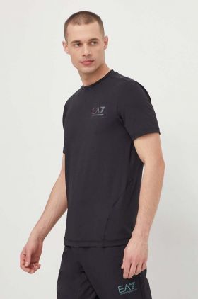 EA7 Emporio Armani tricou barbati, culoarea negru, cu imprimeu