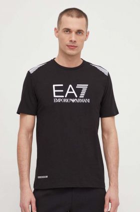 EA7 Emporio Armani tricou barbati, culoarea negru, cu imprimeu