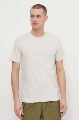 EA7 Emporio Armani tricou din bumbac barbati, culoarea bej, cu imprimeu