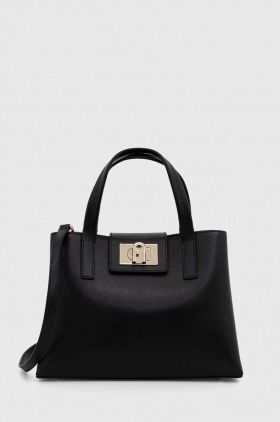 Furla poseta de piele culoarea negru