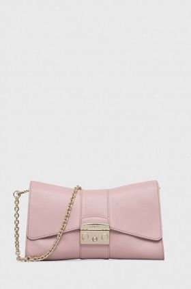 Furla poseta de piele culoarea roz