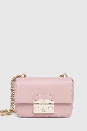 Furla poseta de piele culoarea roz
