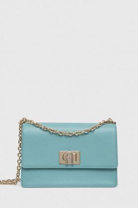 Furla poseta de piele culoarea turcoaz