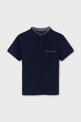 Mayoral tricou polo copii culoarea albastru marin, neted