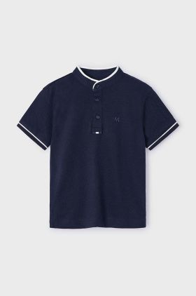 Mayoral tricou polo copii culoarea albastru marin, neted