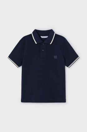 Mayoral tricou polo copii culoarea albastru marin, neted