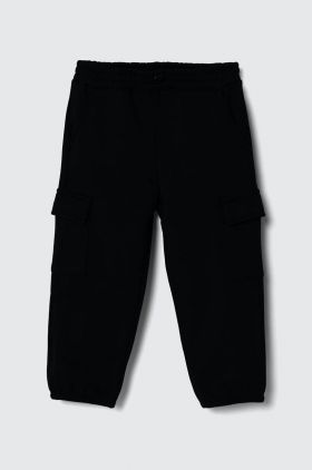 United Colors of Benetton pantaloni de trening pentru copii culoarea negru, neted