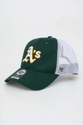 47brand șapcă MLB Oakland Athletics culoarea verde, cu imprimeu B-BRANS18CTP-DG
