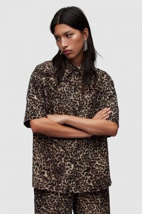 AllSaints camasa Jemi Leppo femei, culoarea negru, cu guler clasic, relaxed