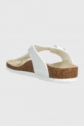 Birkenstock slapi copii Gizeh K BF Shiny Lizard culoarea alb