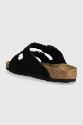 Birkenstock papuci din piele Arizona bărbați, culoarea negru, 1027152