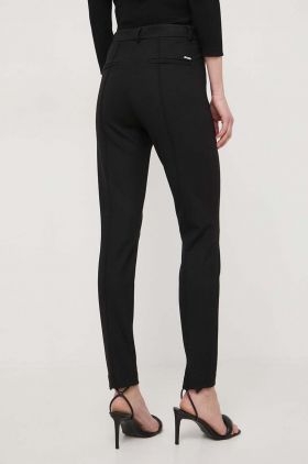 BOSS pantaloni femei, culoarea negru, mulată, high waist 50511613