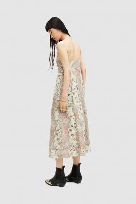 AllSaints rochie Dahlia Cascade midi, drept