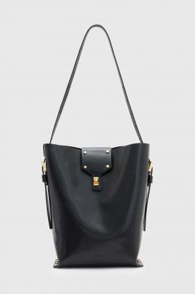 AllSaints poseta de piele MIRO culoarea negru