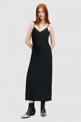 AllSaints rochie Bryony culoarea negru, midi, drept