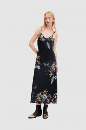 AllSaints rochie Bryony Sanibel culoarea negru, midi, drept