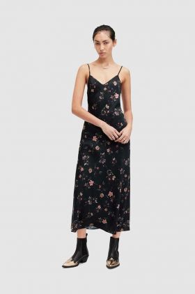 AllSaints rochie Bryony Tanana culoarea negru, midi, drept