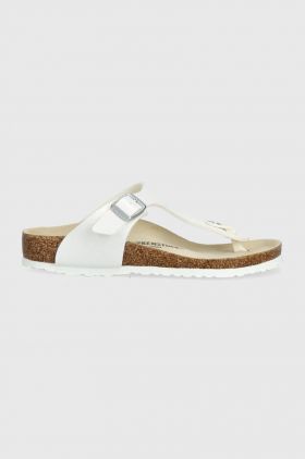 Birkenstock slapi copii Gizeh K BF Shiny Lizard culoarea alb