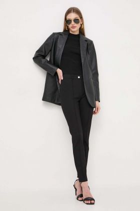 BOSS pantaloni femei, culoarea negru, mulată, high waist 50511613