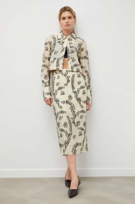 Day Birger et Mikkelsen fusta culoarea bej, midi, drept