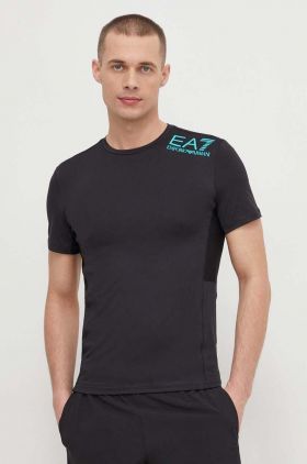 EA7 Emporio Armani tricou Training barbati, culoarea negru, cu imprimeu