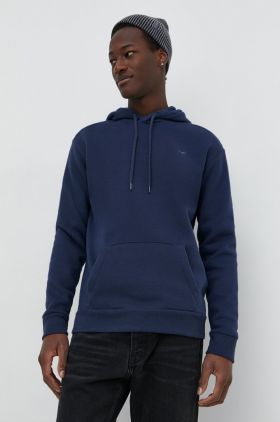 Hollister Co. bluza barbati, culoarea albastru marin, cu glugă, neted