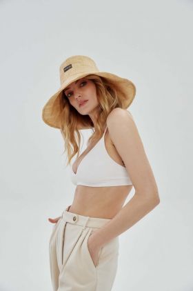 LE SH KA headwear palarie Large Bucket Hat culoarea bej