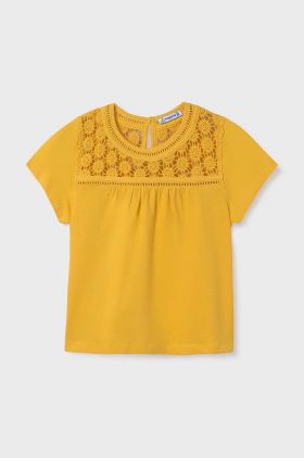 Mayoral bluza de bumbac pentru copii culoarea galben, neted