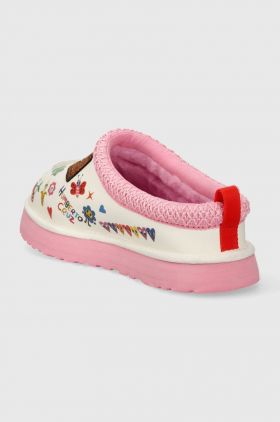 UGG papuci din piele pentru copii TAZZ POP SKETCH culoarea roz