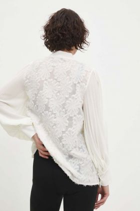 Answear Lab camasa femei, culoarea alb, cu un decolteu legat, regular