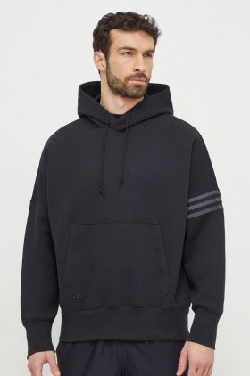 adidas Originals bluză bărbați, culoarea negru, cu glugă, cu imprimeu  IP3286