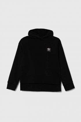 adidas Originals bluza copii culoarea negru, cu glugă, neted