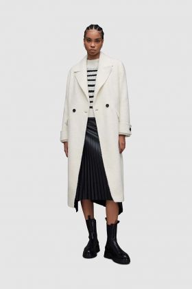 AllSaints palton de lana MABEL WINNIE culoarea alb, de tranzitie, oversize